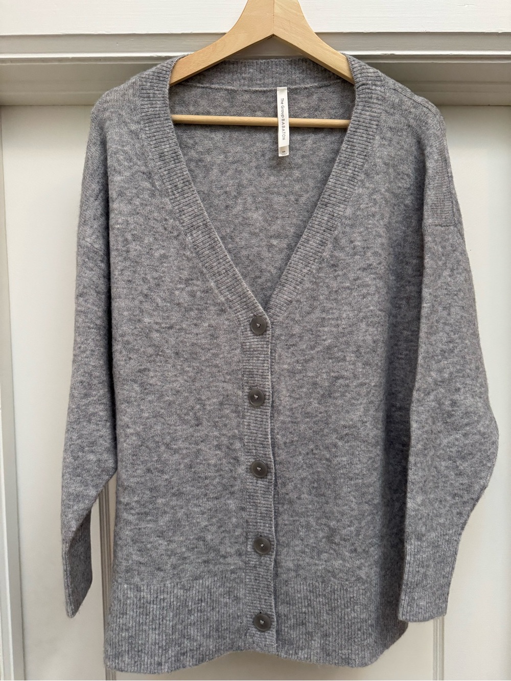 The Group Babaton | Lightweight Gray V-Neck Button Cardigan Sweater